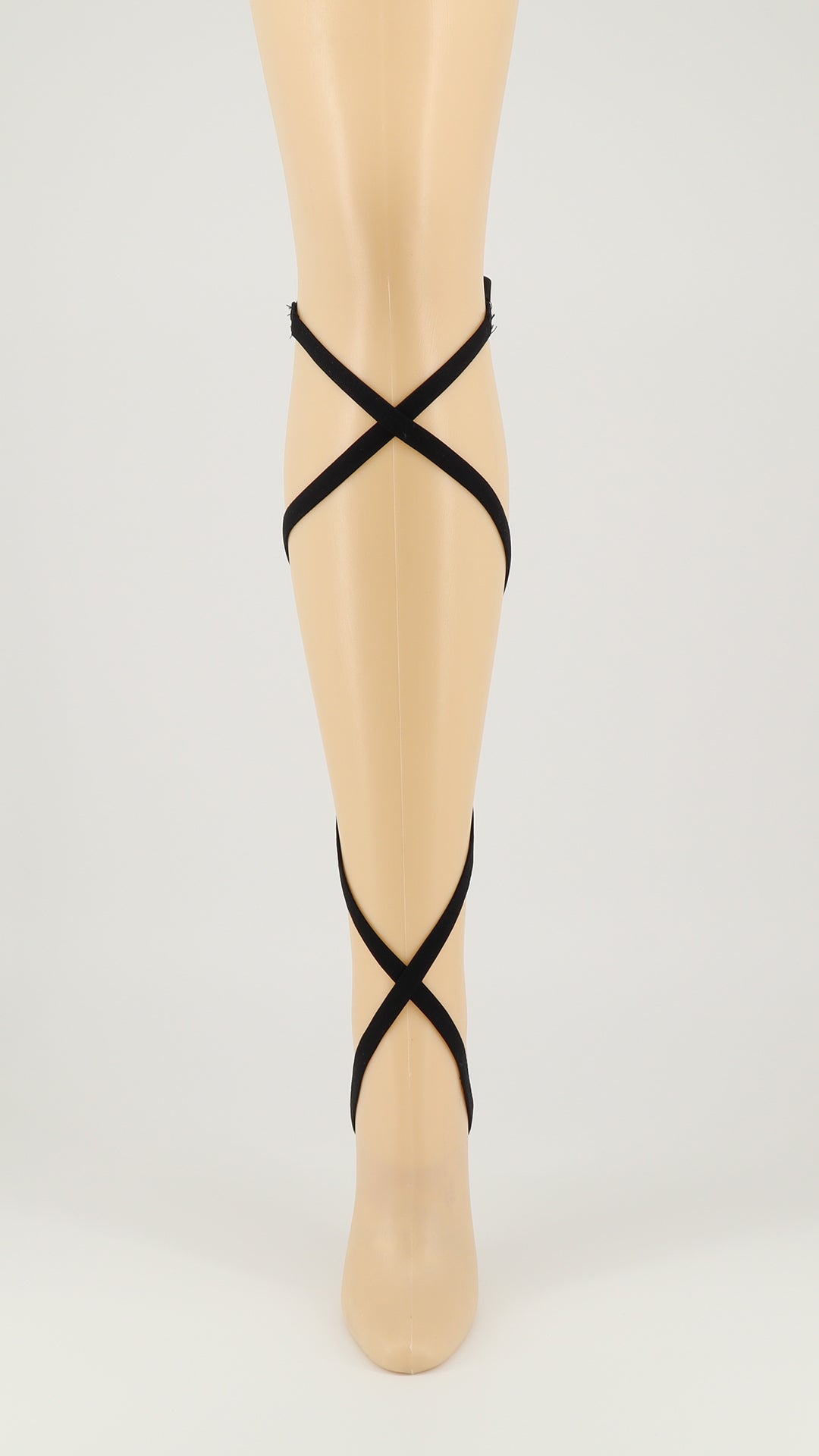 Black lace Legups from the front of the leg