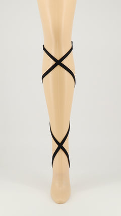 Black lace Legups from the front of the leg